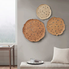 3-Piece Textured Feather Metal Disc Wall Decor Set by Madison Park |Cozy Cove Furniture | B03598812