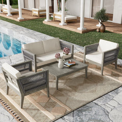 4-Piece Acacia Wood Patio Set | Cozy Cove Furniture