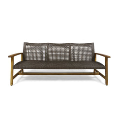 Hampton Wood + Wicker 3-Seater Outdoor Sofa | Cozy Cove Furniture