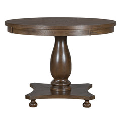 5-Piece Vintage Dining Set – Round Pedestal Table with Upholstered Chairs | Cozy Cove Furniture