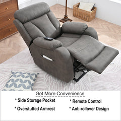 Lift Chair Recliner for Elderly with Power Remote Control in Dark Gray | Cozy Cove Furniture