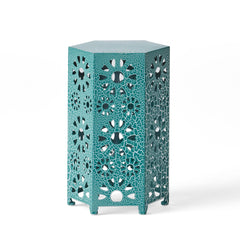 Eliana 12" Iron Side Table in Teal | Cozy Cove Furniture