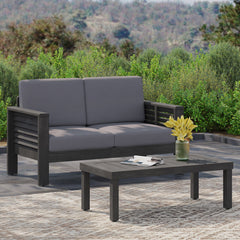 Acacia Wood Outdoor Loveseat and Coffee Table Set - Weather-Resistant & Family-Friendly | Cozy Cove Furniture