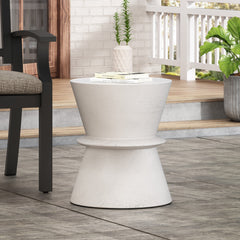 Outdoor Lightweight Concrete Side Table in Antique White | Cozy Cove Furniture