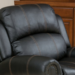 Gliding Recliner with Faux Leather Upholstery in Black | Cozy Cove Furniture