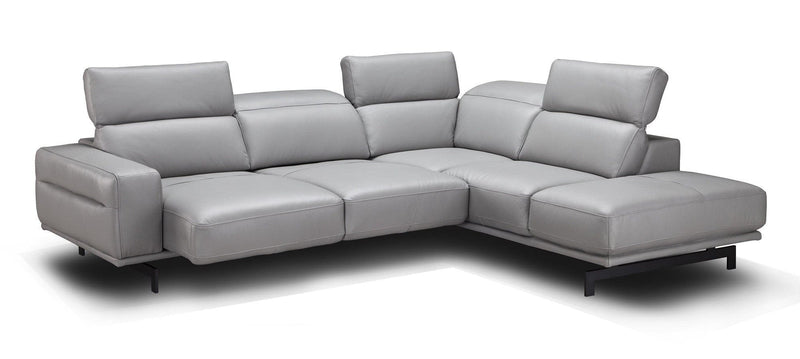 J&M Davenport Leather Sectional in Light Grey 17981