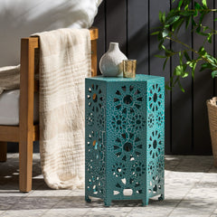 Eliana 12" Iron Side Table in Teal | Cozy Cove Furniture