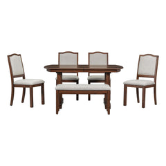 6-Piece Cherry Wood Dining Set – Extendable Table with Removable Leaf | Cozy Cove Furniture | N752S0000097AAD