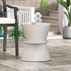 Outdoor Lightweight Concrete Side Table in Antique White | Cozy Cove Furniture