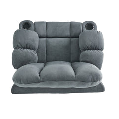 Luxurious Manual Recliner Chair in Silver with Skin-Friendly Fabric and Dual Cup Holders | Cozy Cove Furniture