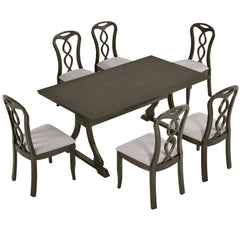 Elegant 7-Piece Retro Trestle Dining Set | Cozy Cove Furniture