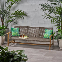 Hampton Wood + Wicker 3-Seater Outdoor Sofa | Cozy Cove Furniture