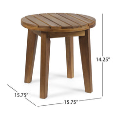 Outdoor 16" Acacia Wood Side Table with Teak Finish | Cozy Cove Furniture