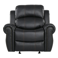 Gliding Recliner with Faux Leather Upholstery in Black | Cozy Cove Furniture