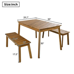 Eco-Friendly 3-Piece Acacia Wood Dining Set with Benches | Cozy Cove Furniture